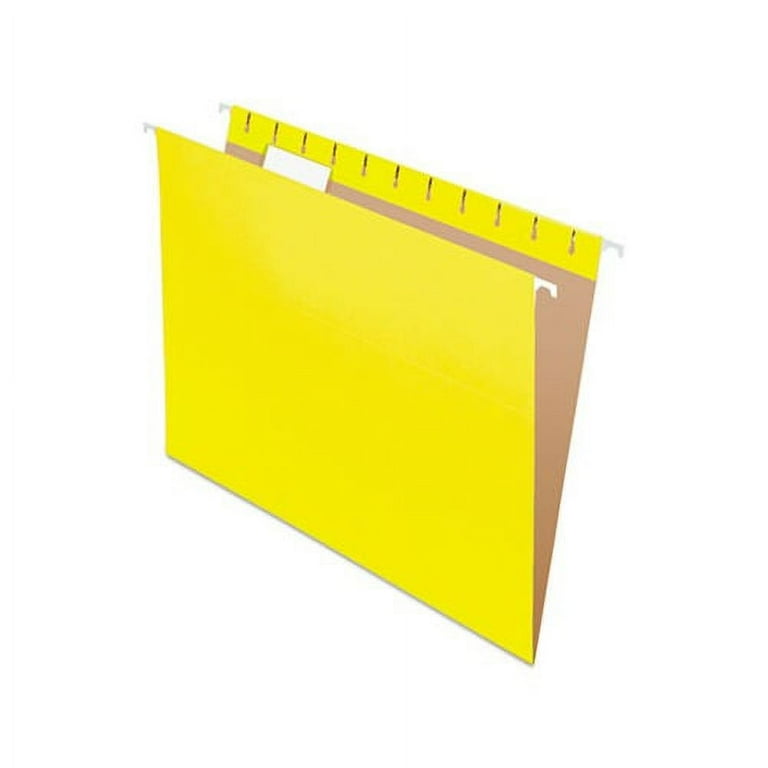 Colored Reinforced Hanging Folders, Letter Size, 1/5-Cut Tabs, Yellow, 25/Box Colored Reinforced Hanging Folders, Letter Size, 1/5-Cut Tabs, Yellow, 25/Box