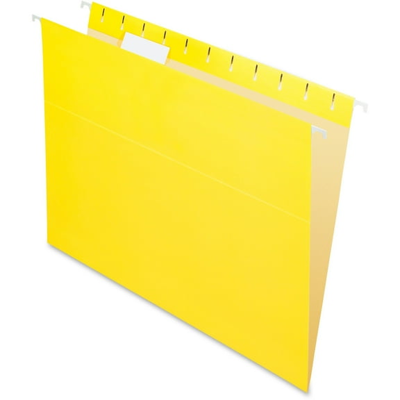Colored Hanging Folders, Letter Size, 1/5-Cut Tab, Yellow, 25/box | Bundle of 5 Boxes