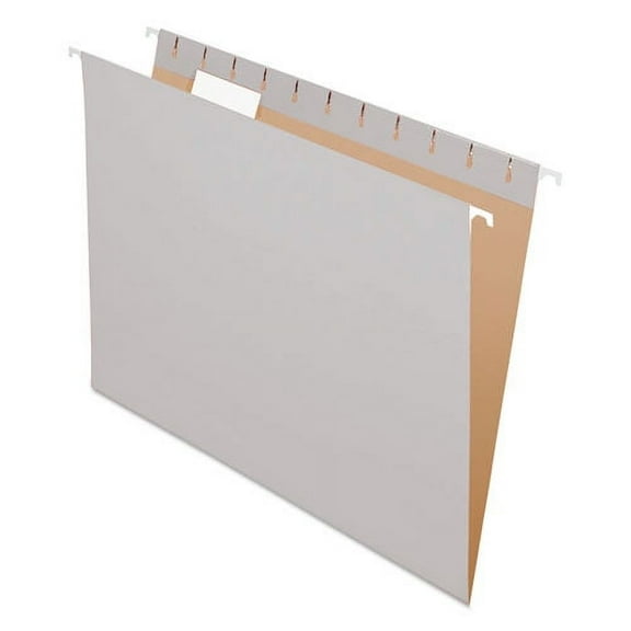 Colored Hanging Folders, Letter Size, 1/5-Cut Tabs, Gray, 25/Box | Bundle of 10 Boxes