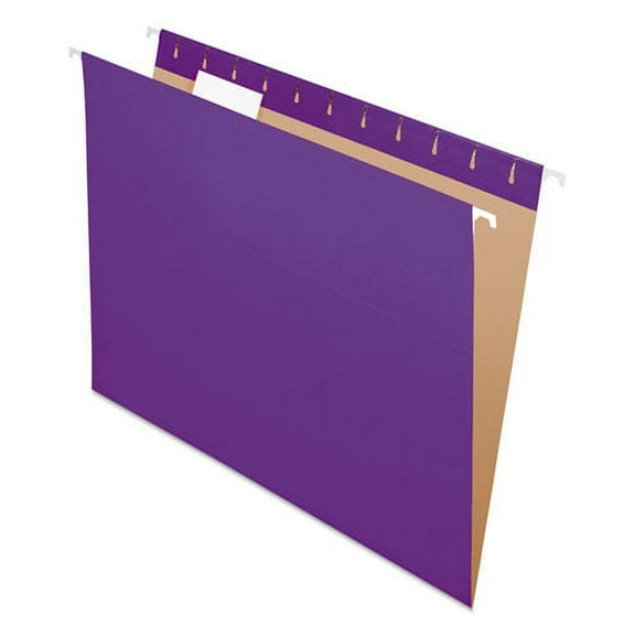 Colored Hanging Folders, Letter Size, 1/5-Cut Tabs, Violet, 25/Box | Bundle of 10 Boxes