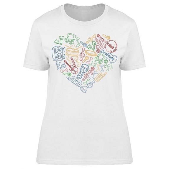Colored Heart Doodle Instruments T-Shirt Women -Image by Shutterstock, Female x-Large