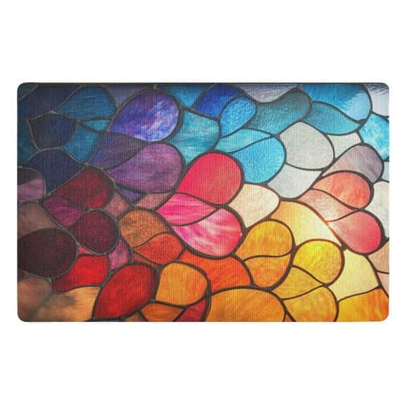 Colored Heart Glass Floor Door Mat Outdoor Indoor for Home Entrance Welcome Mats 32"x20"