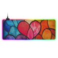 thumbnail image 1 of Colored Heart Glass RGB Gaming Mouse Pad Large Keyboard Mat Rubber Base 13 Light Modes, 1 of 6