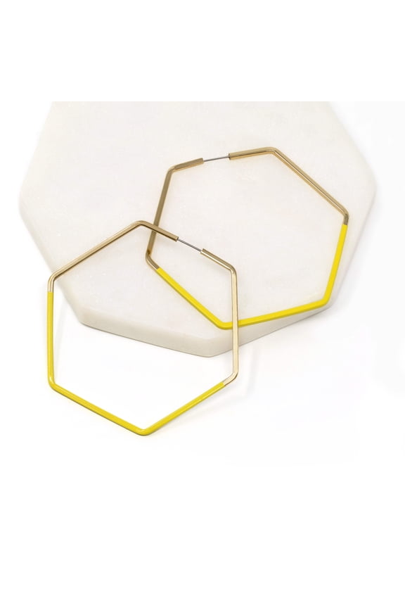 Colored Hexagon Hoop Earrings