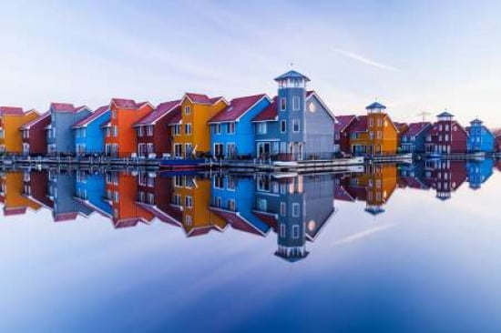 Colored Homes Canvas Art - Ton Drijfhamer (12 x 18)