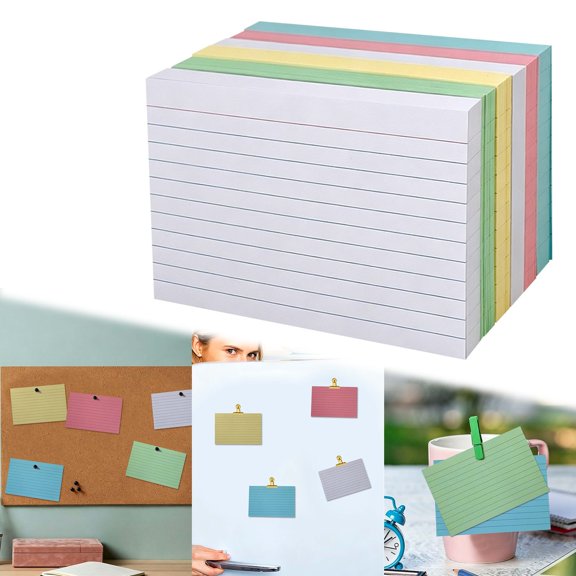 Colored Index Cards, 300 Sheets Lined Sticky Notes, 6×4 inch Strong Adhesive Ruled Stickies, Heavy Ruled Index Cards, Self-Stick Note Pads, Rectangular Sticky Notes for Office Home