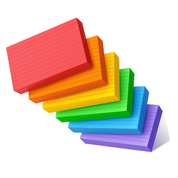 Colored Index Cards 3x5 Inch, Ruled Flash Cards for Studying, 300 Count Multicolor Note Cards, Portable Size for Classroom, Office, and Home Organization, Multicolor