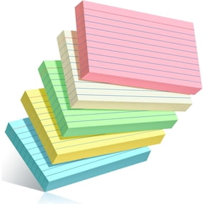 Colored Index Cards 5x8, 120 Count, 6 Color Large Index Cards, note cards | Flash Cards for Studying, large note cards 5x8 for Studying, Recipes, Memo Cards, Office Supply, DIY, Presentation