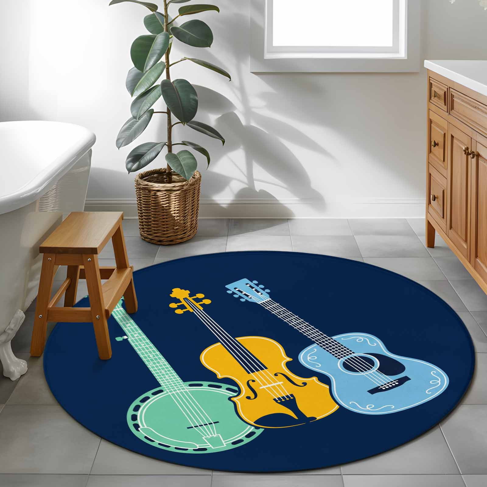 Colored Instruments 4ft Round Rug for Cozy Reading Nook Home Office ...