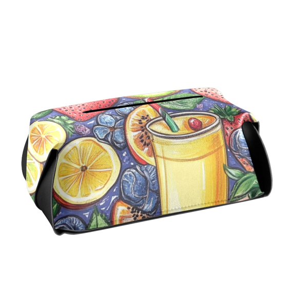 Colored Juice Tissue Box Cover Leather Square Rectangle Tissue Box Holder for Bathroom Living Room Desk Office Decor