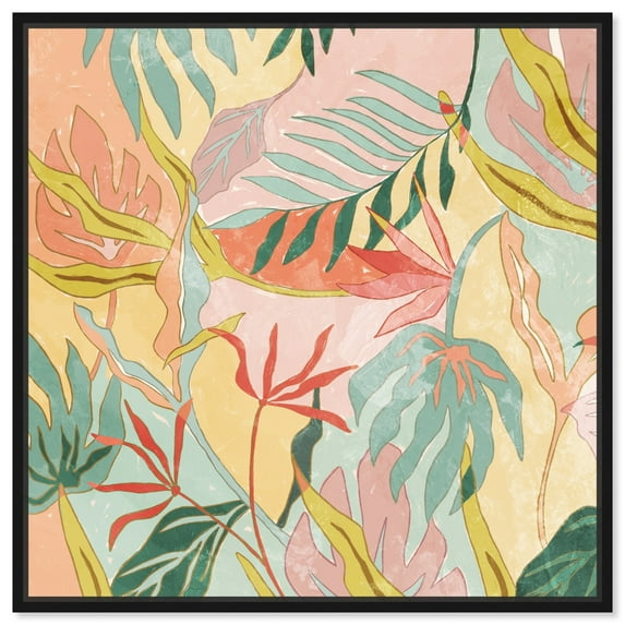 Colored Jungle Flow Canvas Boho Maximalist Wall Art by Art Remedy, Black Frame, 12" x 12"