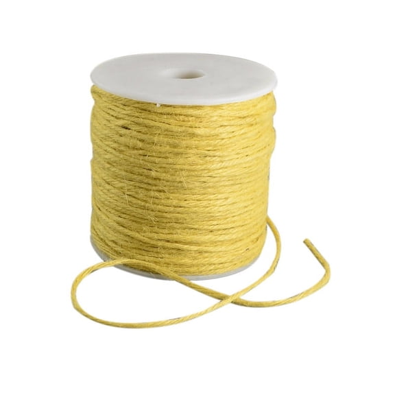 Colored Jute Cord Jute String Jute Twine 3-Ply for Jewelry Making Yellow 2mm 109.36 yards(100m)/roll