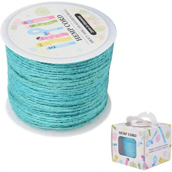 Colored Jute Cord Jute String Jute Twine for Jewelry Making Turquoise 2mm 109.36yards/roll(100m/roll)