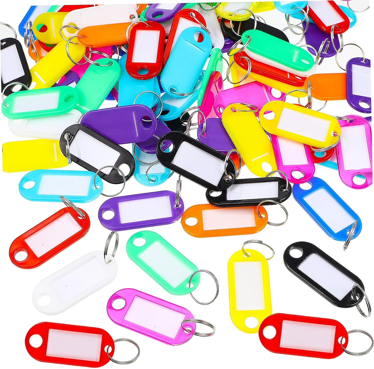  100Pcs Plastic Key Tags with Labels, Key Labels with Ring and  Label Window, Key Tags Identifiers for Name, Luggage 10 Colors (100 Pcs) :  Office Products
