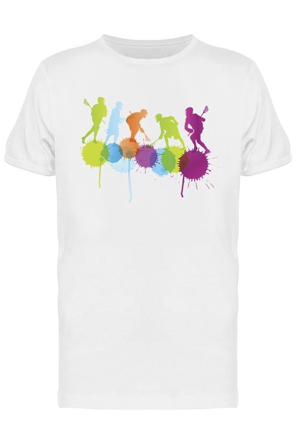 Colored Lacrosse Players Graphic T-Shirt Men -Image by Shutterstock, Male Small