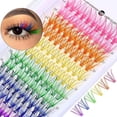thumbnail image 1 of Colored Lash Clusters, Individuals Eyelash Clusters DIY Colored Eyelash Extension Kit 6 Colors Rainbow Individual Lashes 14/16mm D Curl（120pcs）, 1 of 7