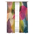 thumbnail image 1 of Colored Leave Sheer Curtains 2 Panels Set Spring Retro Pastoral Plant Lihgt Filtering Rod Pocket Voile Drape, Semi Sheer Window Curtains for Bedroom Living Room, 52"x96", 1 of 5
