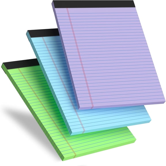 Colored Legal Pads, 3 Pack Writing Pads 8.5 x 11, Note Pads 8.5 x 11 College Ruled, Easy Tear-Off, Note Pads Lined Paper Pads 8-1/2 x 11 Notebook Paper for Office Supplies, 30 Sheets/Pad