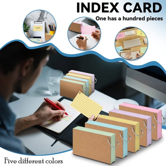 Colored Lined Index Cards - 3x5 Inch Size, Double-Sided Lined, Macaron Colors, With Ring, for Studying Note-Taking Organization (Light Purple)