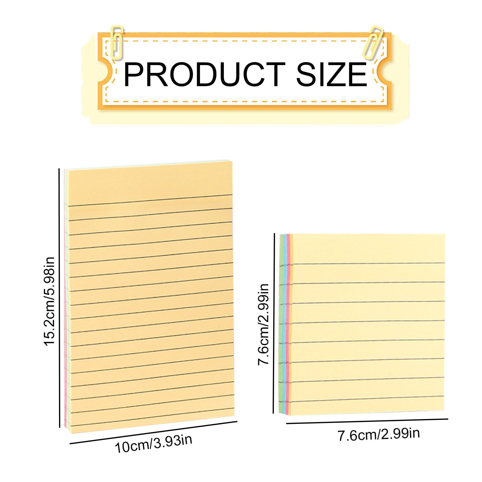 Colored Lined Sticky Notes 4 Colors; Adhesive ruled memo 100 sheets ...