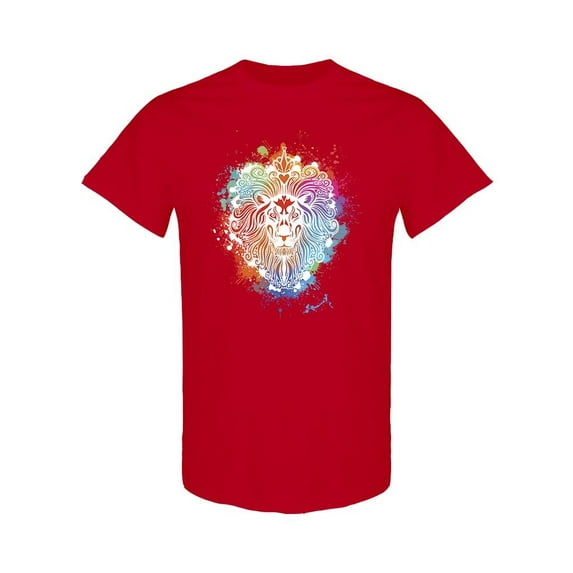 Colored Lion Head Design T-Shirt Men -Image by Shutterstock, Male Large