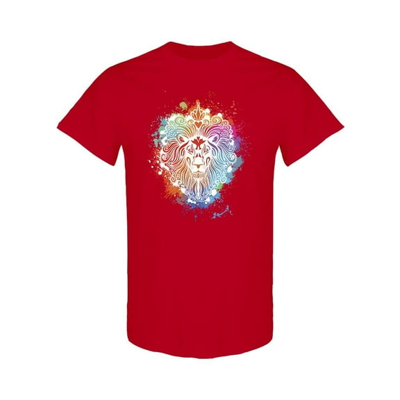 Colored Lion Head Design T-Shirt Men -Image by Shutterstock, Male XX-Large
