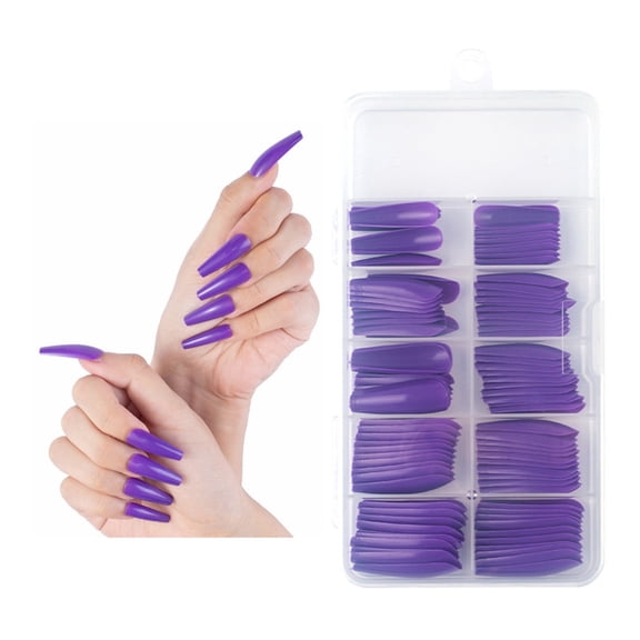 Colored Long Coffin Acrylic Nails Full Cover Ballerina Manicure Tips for Stunning Designs and Elegant