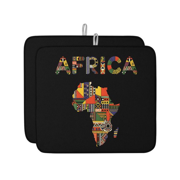 Colored Maps Dish Drying Mat 16x18 inch Plates Red Green Geometric Abstract Super Absorbent Microfiber Dish Drying Pad for Kitchen Countertops Sink Dish Drainer Racks Coffee Bar Mats 2 Pack