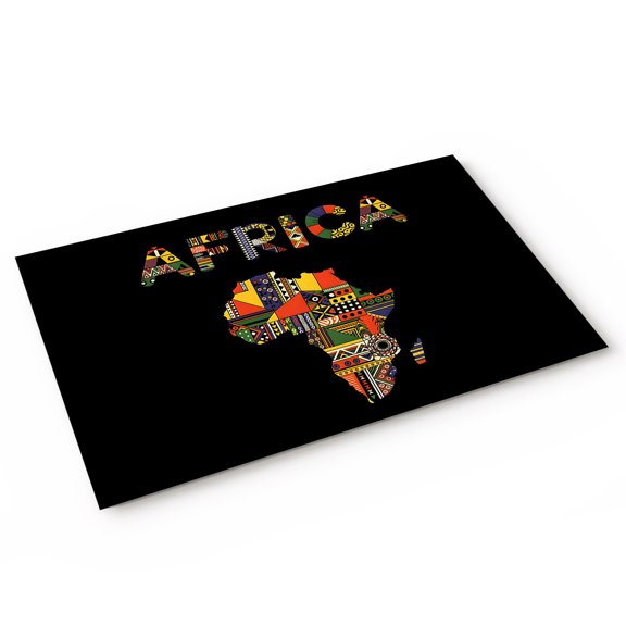Colored Maps Door Mat Africa Plates Red Green Geometric Abstract Non Slip Absorbent Entrance Mat Washable Low Profile Indoor Doormat for Front Door Entryway Entry 16"x24"