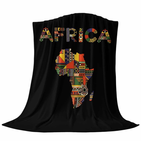 Colored Maps Throw Flannel Blanket Africa Plates Red Green Geometric Abstract Super Soft Cozy Bed Blanket, Lightweight Plush Fuzzy Bed Throw for Bedroom Sofa Couch Living Room 50x60In,