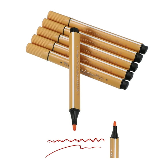 Colored Markers, Brown Yellow 6 Pack Washable Coloring Markers Water Color Pens