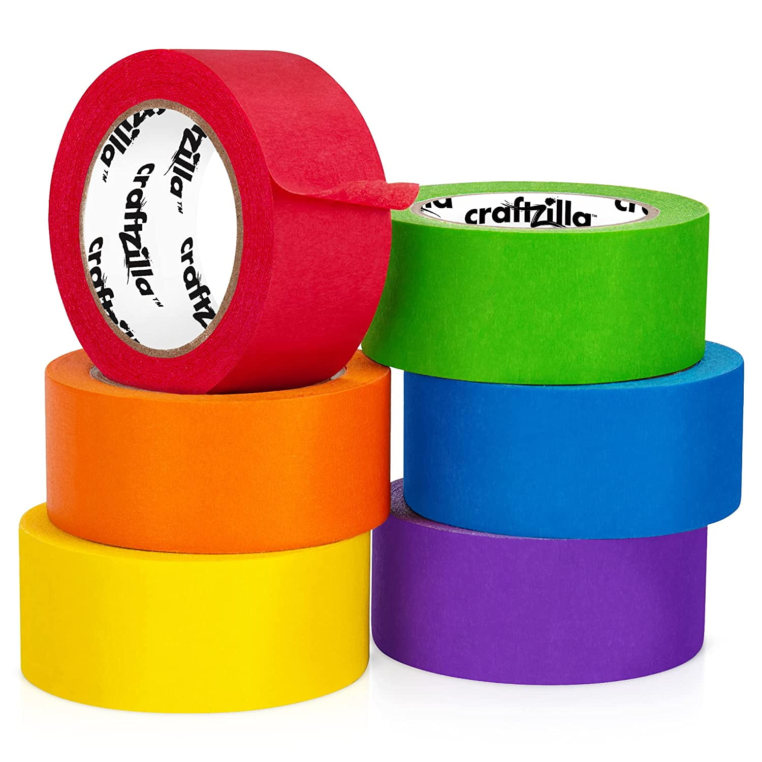 Colored Masking Tape – 6 Roll Multi Pack – 10 Yards x 1 Inch Each Colorful Craft Tape for Arts & Crafts, Labeling and Color-Coding - Back to School Supplies
