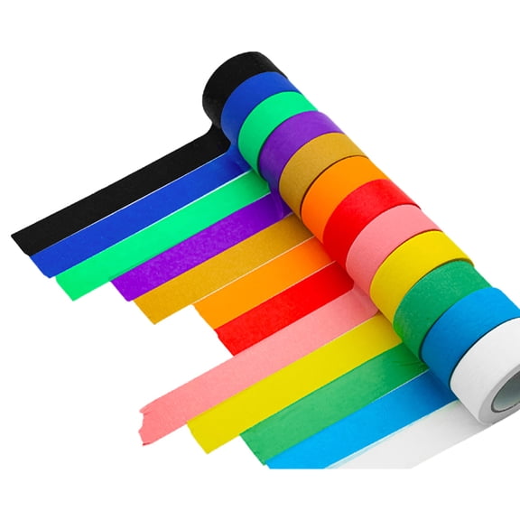 Colored Masking Tape 7/12Roll Multi Pack Colorful Craft Tape Vibrant Rainbow Colored Painters Tape for Arts & Crafts