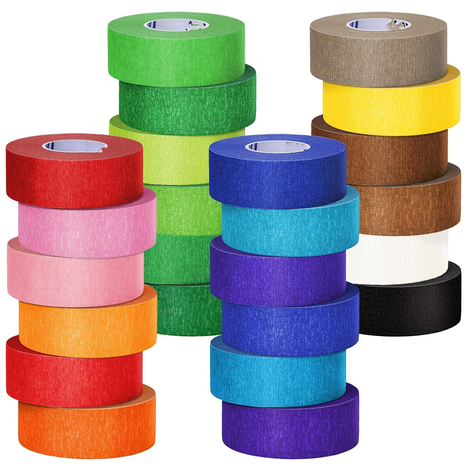 Colored Masking Tape for Art, Crafts, Labeling, DIY Decorative, Colored Painters Tape, Rainbow Colors Tape for General Use Projects, Easy Tear No Residue