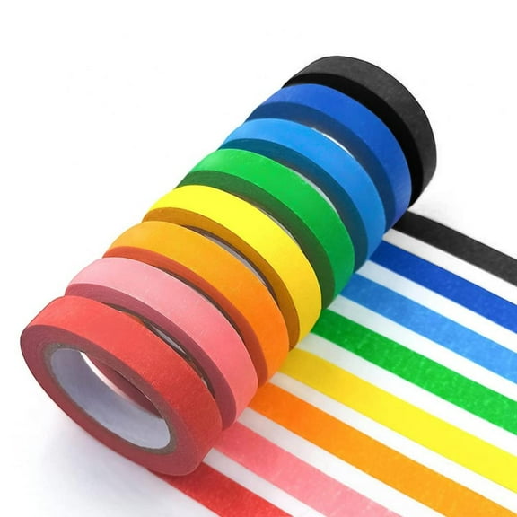 Colored Masking Tape,Colored Painters Tape for Arts & Crafts, Labeling or Coding - Art Supplies- 8 Different Color Rolls - Masking Tape 1/2 Inch wide x 10.9 Yards
