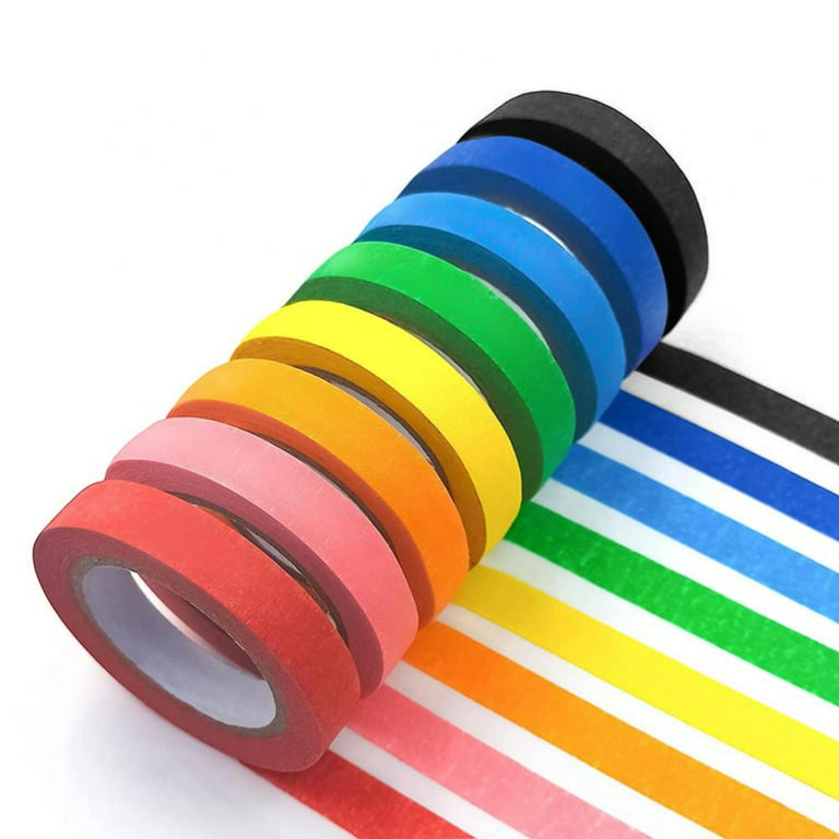 JONYEE Colored Masking Tape, Colored Painters Tape for Arts & Crafts, Labeling or Coding - Art Supplies for Kids - 6 Different Color Rolls - Masking