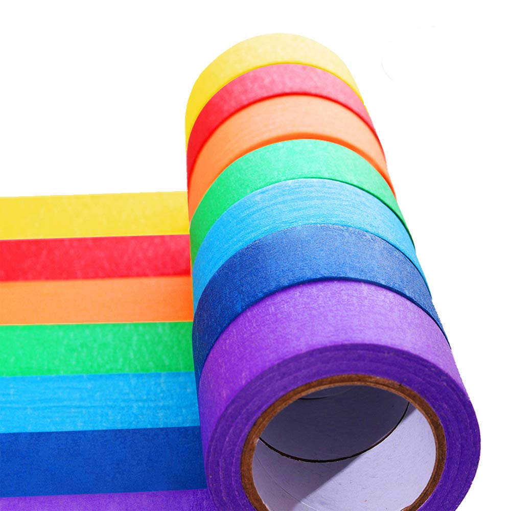 Colored Masking Tape, Rainbow Color Painters Tape Labelling Tape