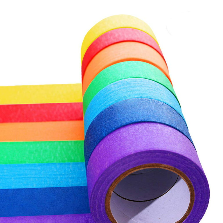 skytogether 7 Rolls Colored Masking Tape, Colorful Rainbow Painters Tape, 7  Colors Decorative Arts