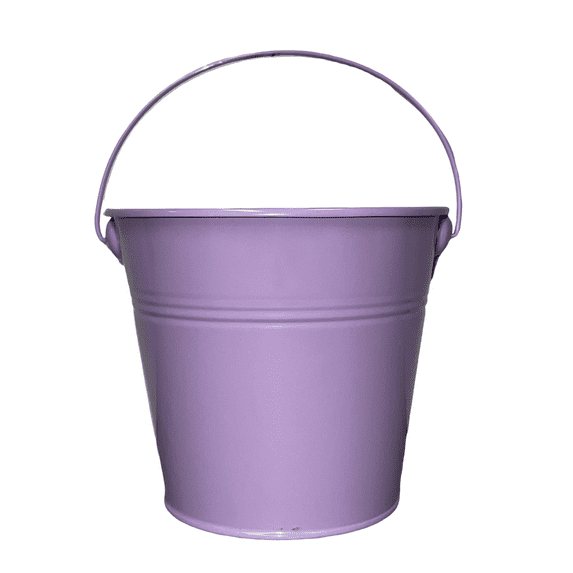 Colored Mini Metal Buckets - 3-Pack Colorful Tin Pails with Handles, Small-Sized for The Beach, Party Favors, Easter, Candy, or Garden; 5.25"X3.75"X4.75"; Lavender color