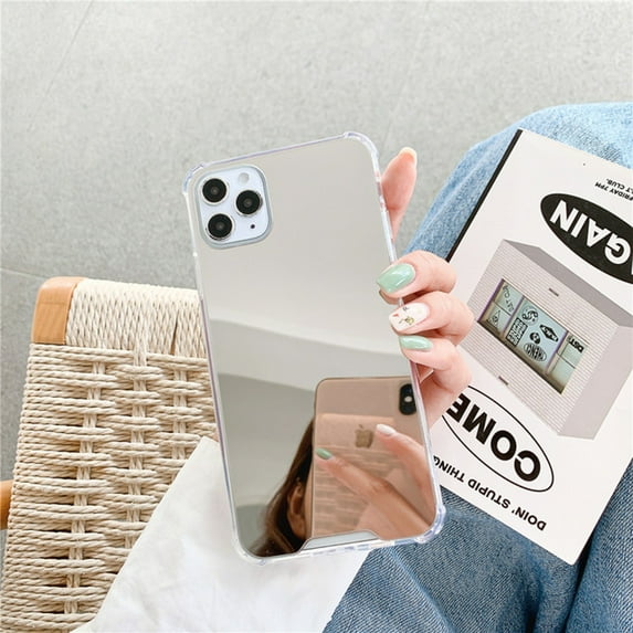 Colored Mirror Plating Apple iPhone 13 Mini Case (Silver) Soft TPU Shockproof and Scratch Resistant Clear Bumper Protection Cover