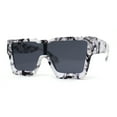 thumbnail image 1 of Colored Mirror White Marble Frame 80s Robotic Shield Sunglasses Black, 1 of 4