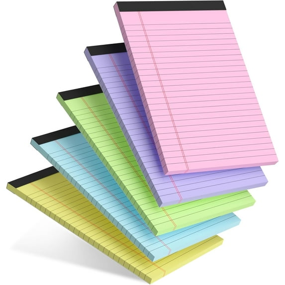 5pcs Small Note Pad 5x8 Notebook College Ruled Color Legal Pads Paper Notepads 5 Pack Study Back Writing Pads 5 x 8 Legal Pads Perforated Narrow Ruled Pads of Paper (Multicolor)