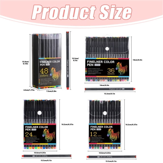 Colored Outline Markers Set - 24 Pack Fine Tip 0.4mm Liner Pens - Assorted Washable Colors for Drawing Journaling - Sketch Marker Pens