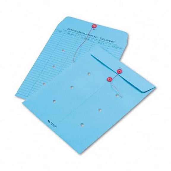 Colored Paper String & Button Interoffice Envelope  10 x 13  Blue 100/carton