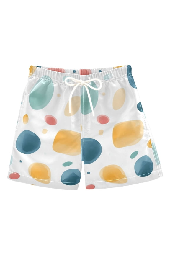 Colored Pebbles Boys Swim Trunks Quick Dry Boy Swim Shorts for 3-14 Years