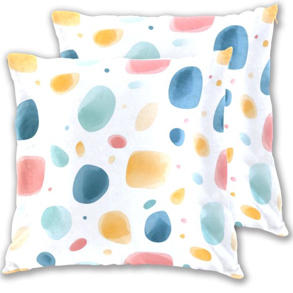 Colored Pebbles Throw Pillow Covers 16x16 Inch 2 Packs Decorative Square for Living Room Couch Bed Sofa