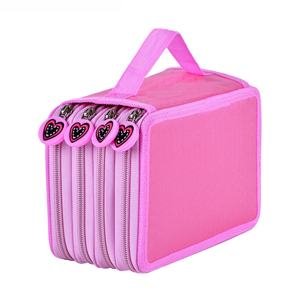 Nuolux Colored Pencil Case with Compartments 72 Slots Handy Pencil Bags Large for Watercolor Pencils Gel Pens and Ordinary Pencils (Pink), Size: 20x12.5x9CM