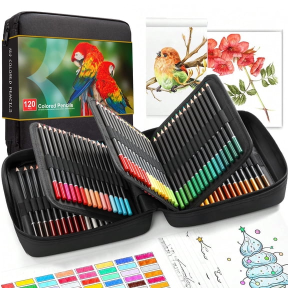 Colored Pencils,120 Oil-Based Soft Core Art Supplies with Zipper Case, Ideal for Sketching and Shading, Professional Drawing Pencil Set
