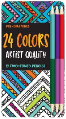 Colored Pencils - 24 Colors - 12 Two-Toned Pencils (Tin Box)