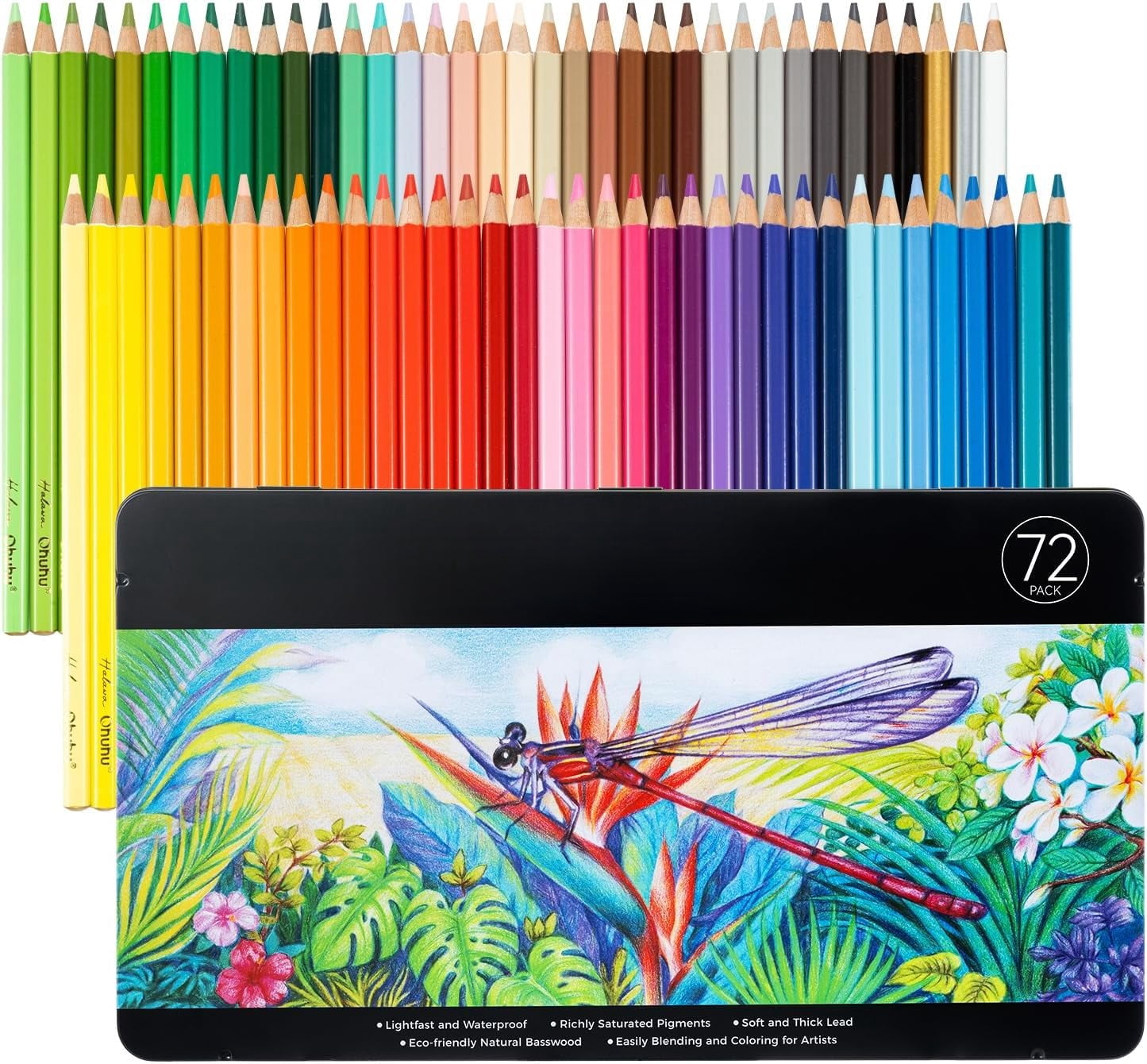 Colored Pencils: 72 Oil-based Drawing Pencils for Coloring Portrait Sketching Landscape, Durable Soft Core, Professional 72 Pack for Artist, Adult & Beginners, Halawa Series